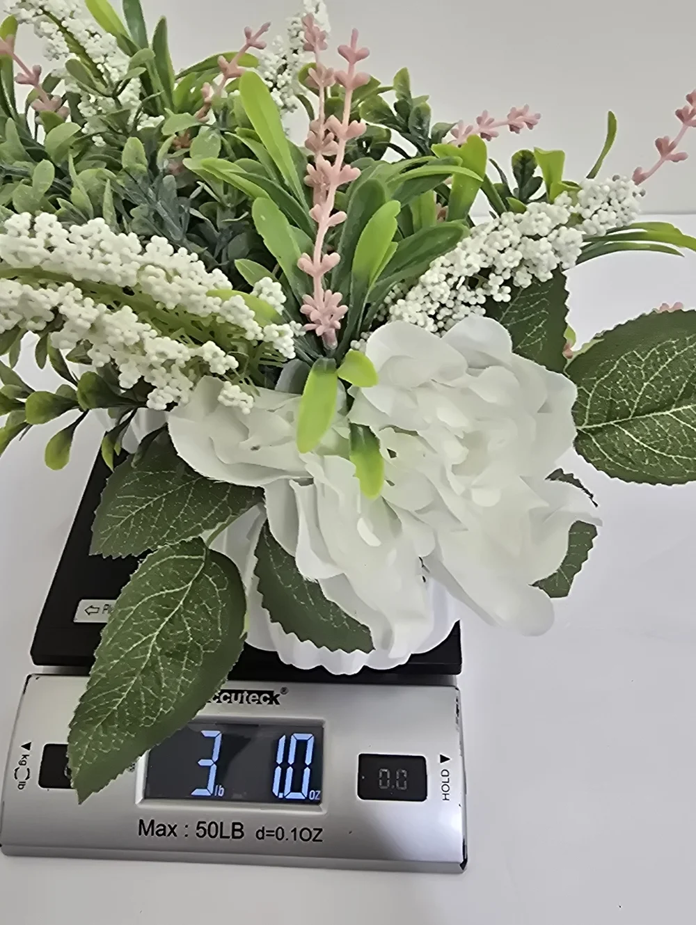Artificial‎ Floral Arrangement in White Ceramic Planter Set of 2 Solid Weight